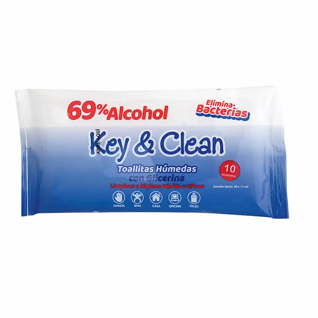 Clean Key & Toallas Húmedas Antibacteriales