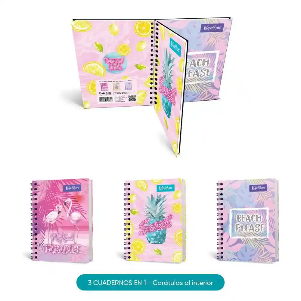 Keepermate Cuaderno Pastel Tropical Mixto Argollado