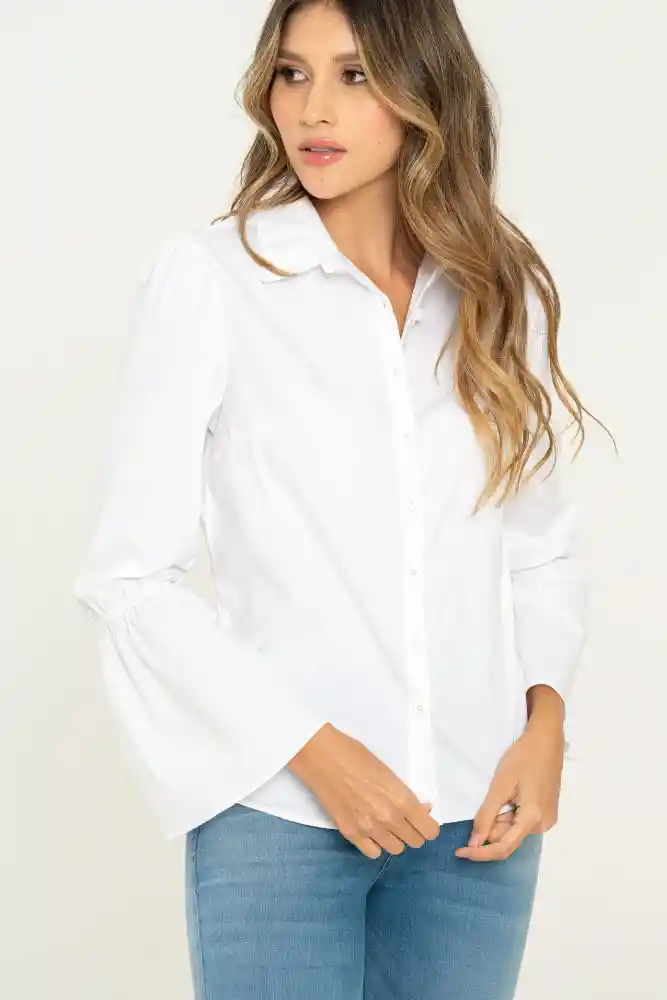 Camisa Popelina Manga Campana