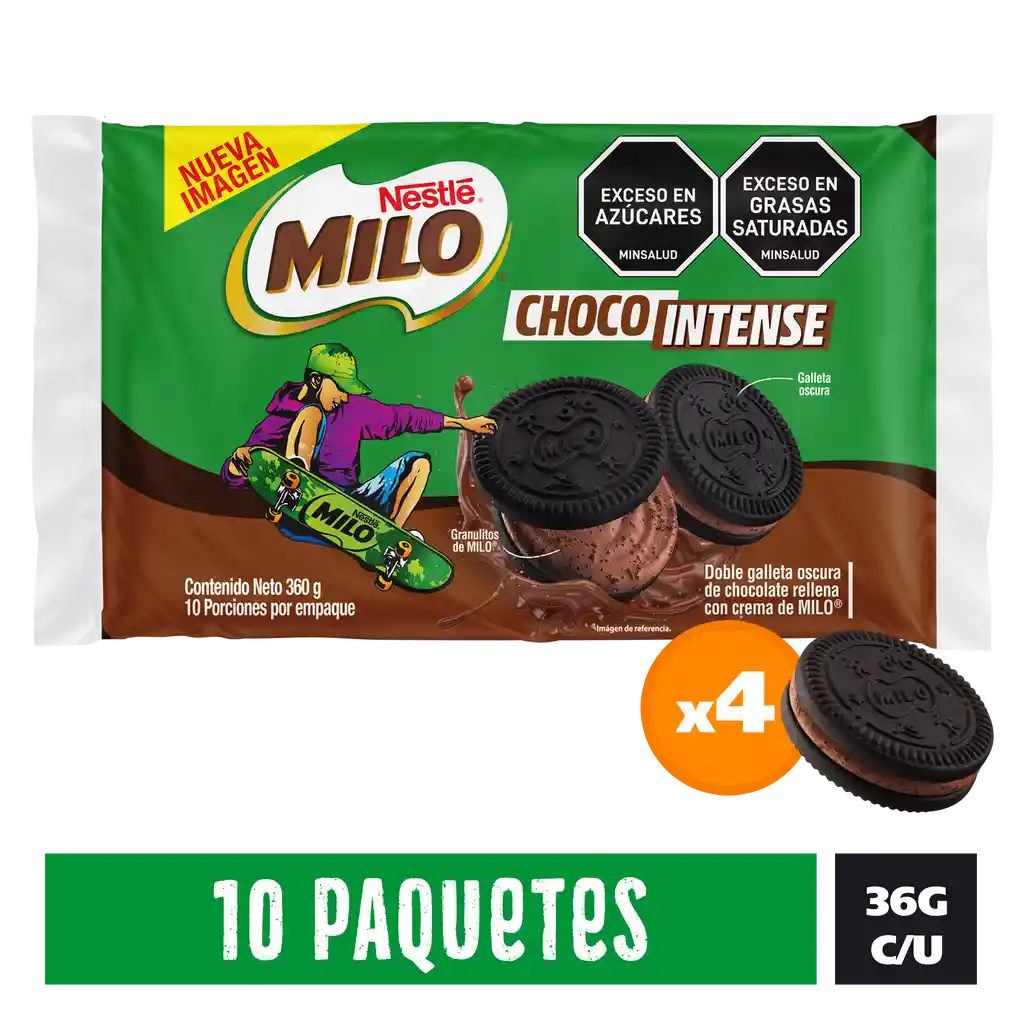 Galletas MILO Choco Intense con granulitos de MILO 10 Unds x 360g