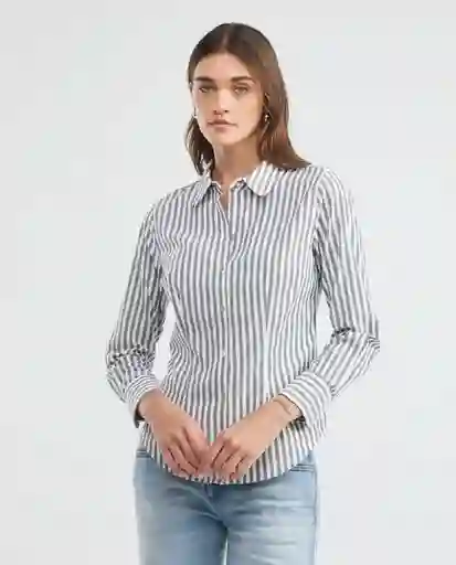 Camisa Ml Stripes Shirt Azul Dark Ultraoscuro Talla M Mujer Chevignon