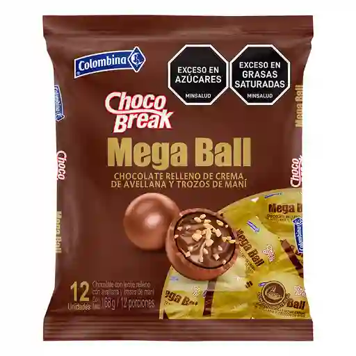 Choco Break Chocolate Mega Ball Relleno de Crema de Avellana Bolsa x 12 uds
