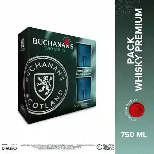Whisky Buchanan S Two Souls + 2 Vasos de Regalo (750 Ml)