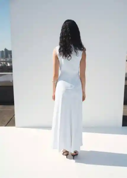 Vestido Bima Blanco Talla M Mujer Mango