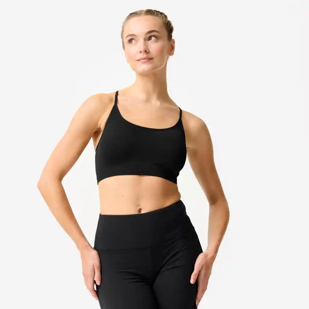Top de Acanalado Tipo Bralette Para Mujer - Negro