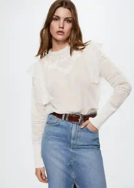 Blusa Gossip Offwhite Talla L Mujer Mango