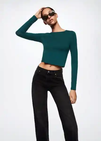 Camiseta Basi-L Verde Talla L Mujer Mango