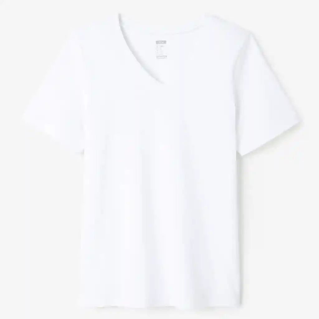 Camiseta Cuello V Fitness Mujer 500 Blanco