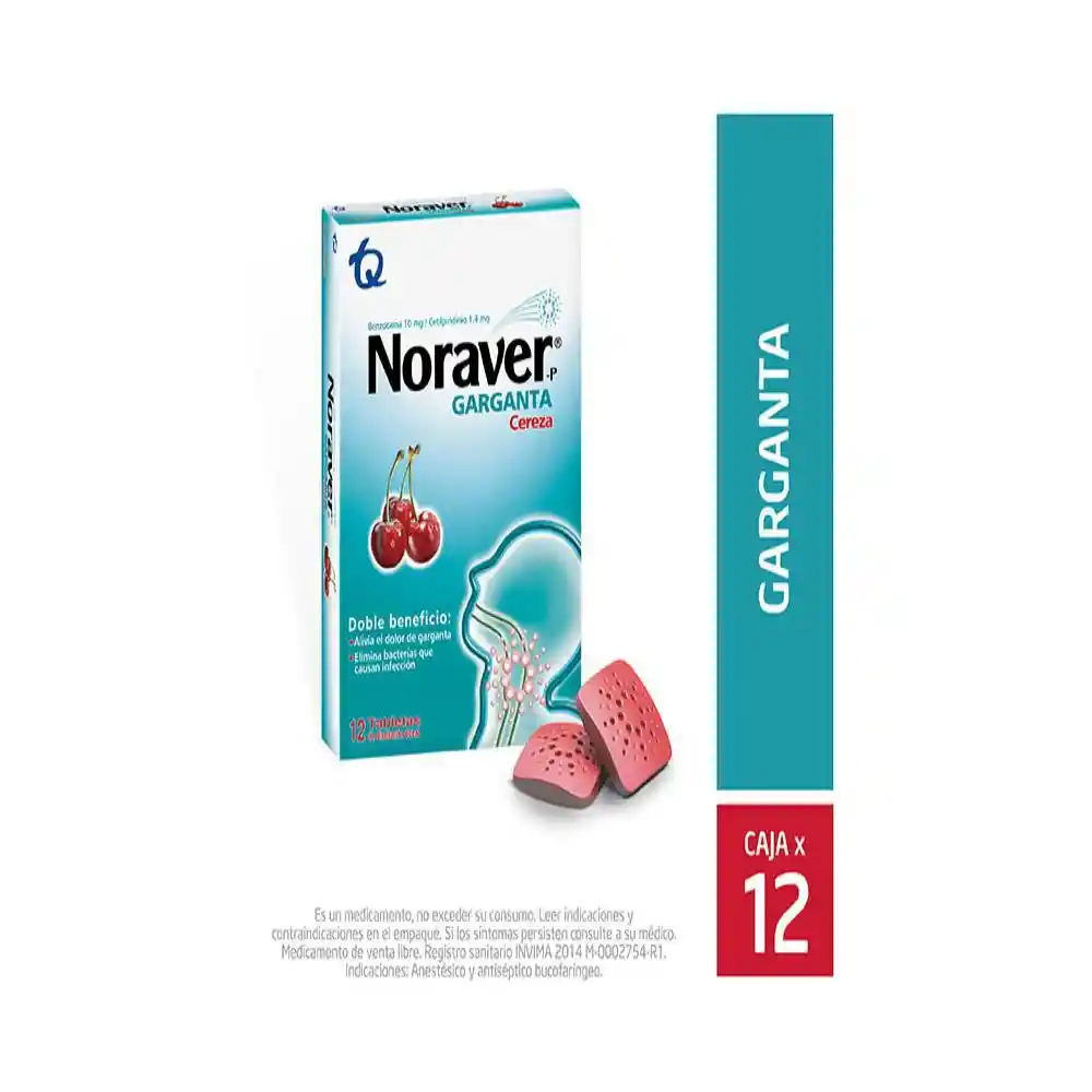 Noraver Garganta Sabor a Cereza x 12 Tabletas