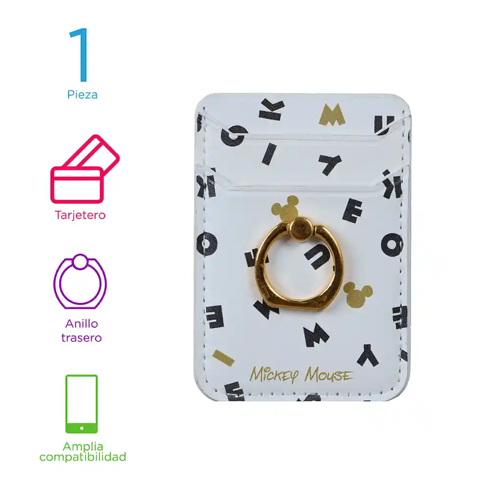 Tarjetero Para Celular Stick On de Mickey Letters Mouse Miniso