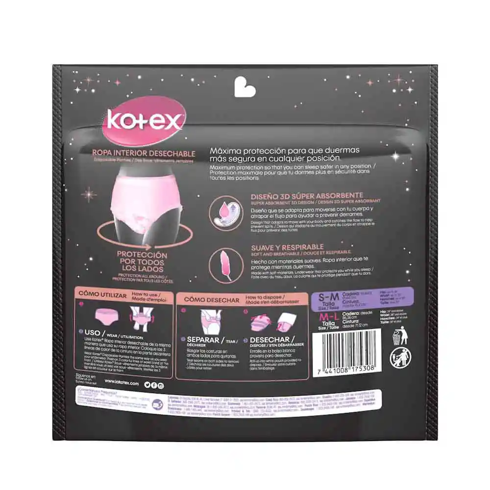 Kotex Ropa Interior Desechable Talla S/M