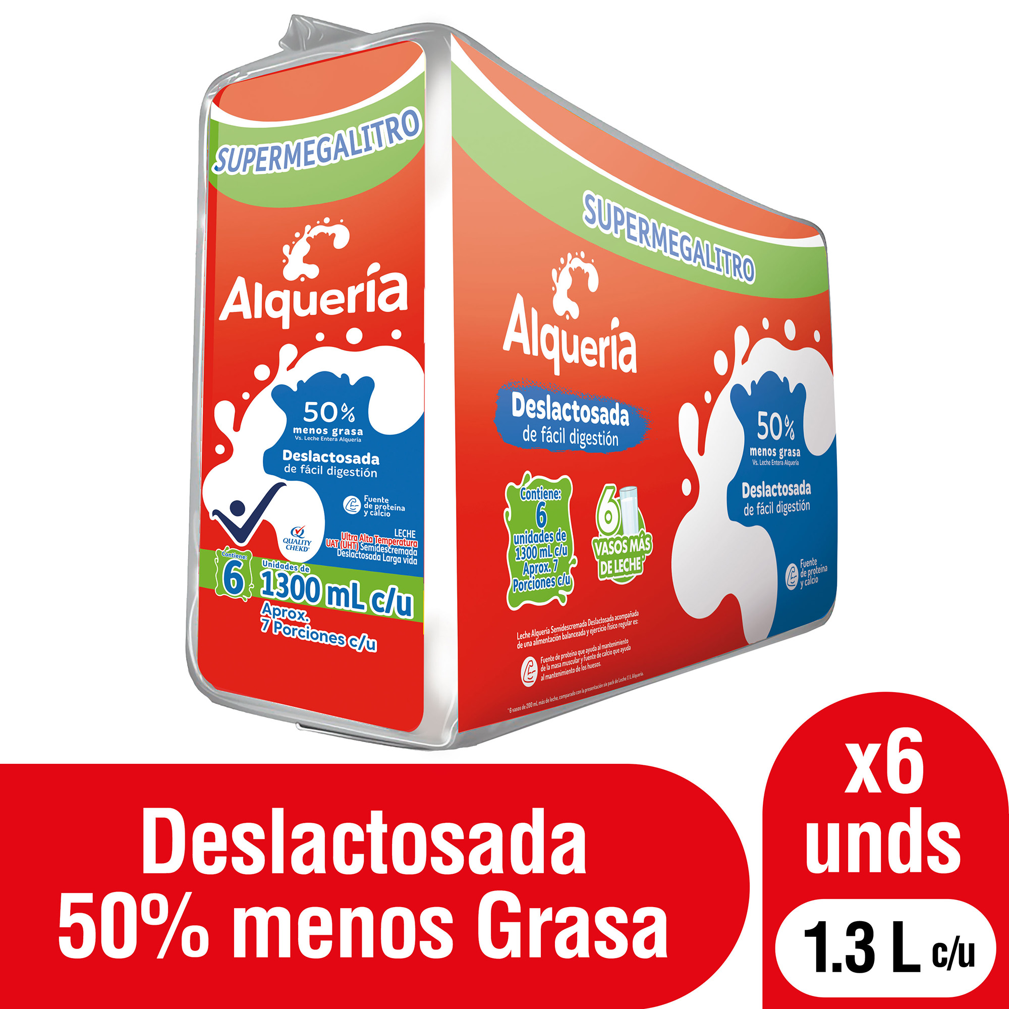 Alqueria Leche Líquida Deslactosada Semidescremada 6 x 1.3 l
