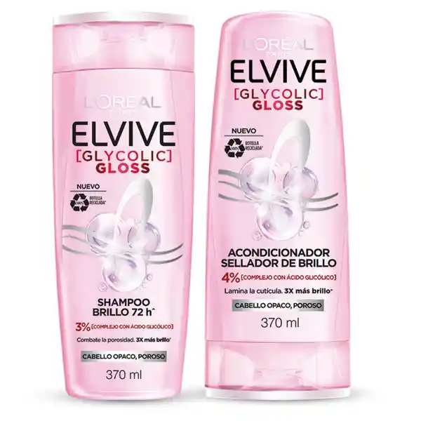 Pack Elvive Glycolic Gloss Shampoo + Acondicionador