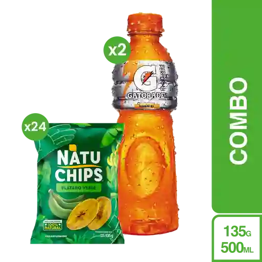 Combo Gatorade Fresa Naranja + Natuchips Plátano Verde