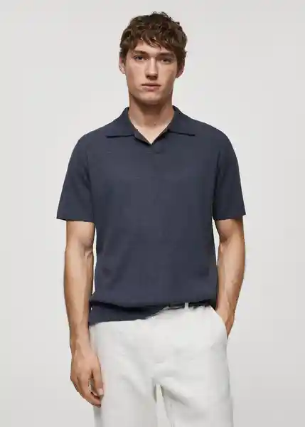 Camiseta Polo Lino Indigo Talla M Hombre Mango