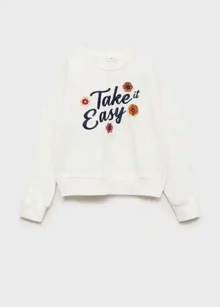 Buzo Sudadera Easy Off White Talla 12 Niñas Mango