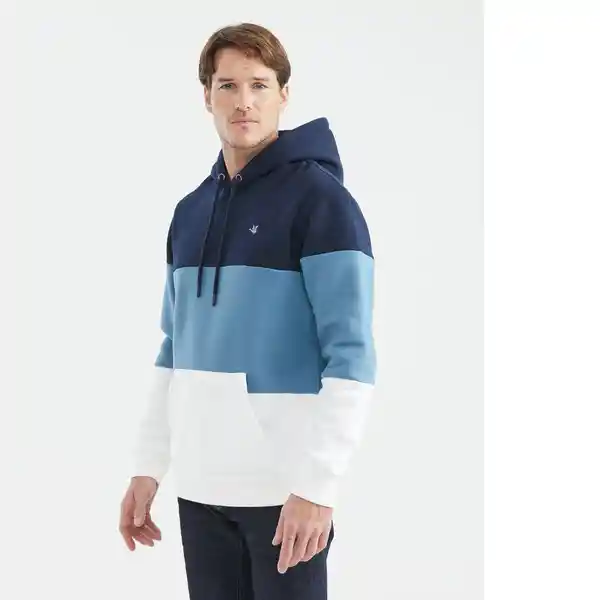 Buzo Hoodie Color Blocks Azul Ultraoscuro Talla XXL Chevignon