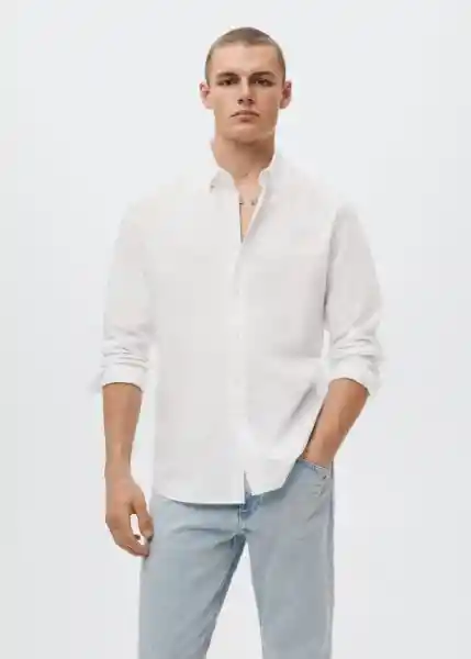 Camisa Alamos Blanco Talla L Hombre Mango