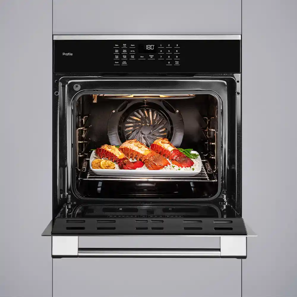 Horno de Convección a Gas Acero Inoxidable Con Vidrio Negro Ge Hgp6065lwi1