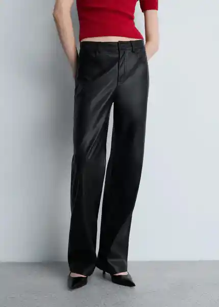 Pantalón High Negro Talla 44 Mujer Mango