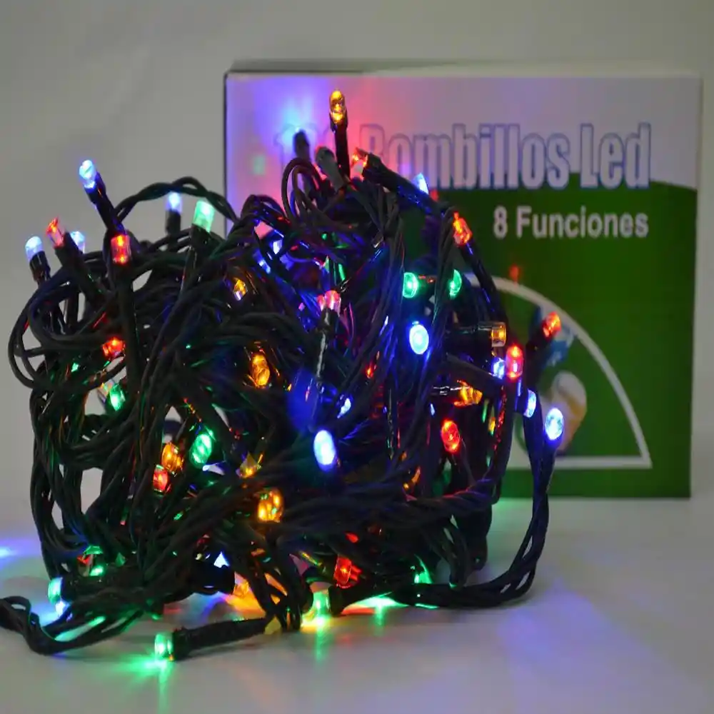 Luz X 100 Led C 8 Func - C Verde - End C -bco Cali