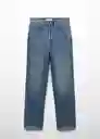 Pantalón Jean Nicola Dirty Oscuro Talla 40 Mujer Mango