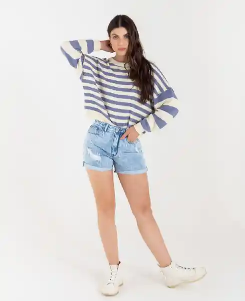 short tiro alto tono azul indigo claro talla 10 mujer Naf-Naf