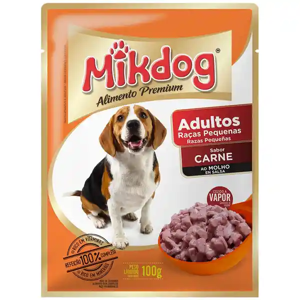 Mikdog Alimento Para Perro Húmedo Adulto Raza Pequeña Carne