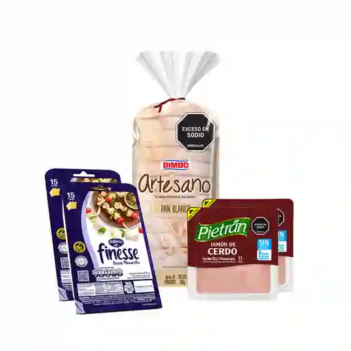 Combo Bimbo Pan Artesano Tajado 500 g + Finesse Queso Mozzarella