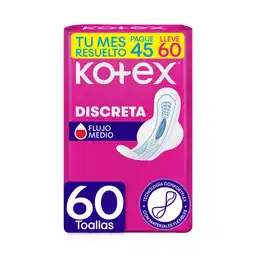 Toallas Higiénicas Femeninas Kotex Discreta Lleve 60 Und