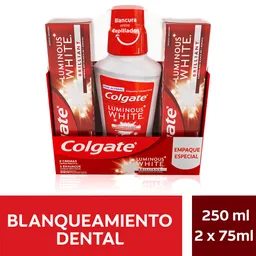 Kit Crema Dental Colgate Luminous White Brilliant 75ml x 2 + Enjuague 250ml