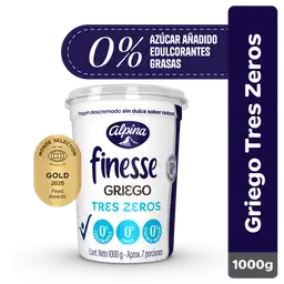 Yogurt Griego Finesse Tres Zeros Sabor Natural (1000 Gr)