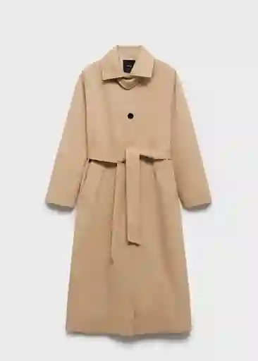 Abrigo Trench Rib Camel Talla XS Mujer Mango