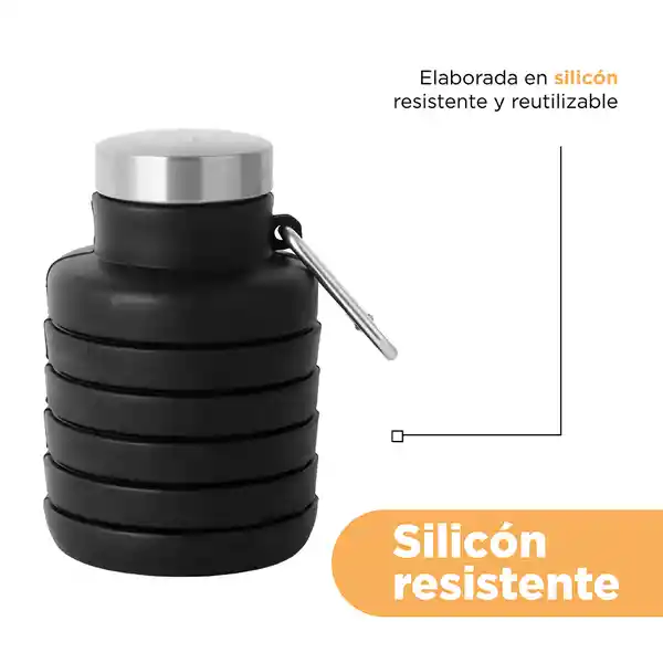 Botella de Silicona de Plegable Color Sólido Negro 500 mL Miniso