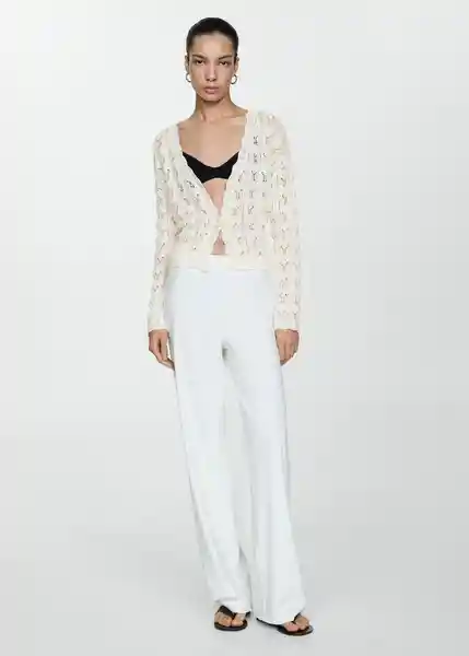 Chaqueta Cárdigan Colombo Off White Talla L Mujer Mango
