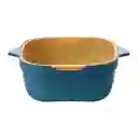 Miniso Colador de Cocina Cuadrado 2 en 1 Azul y Amarillo