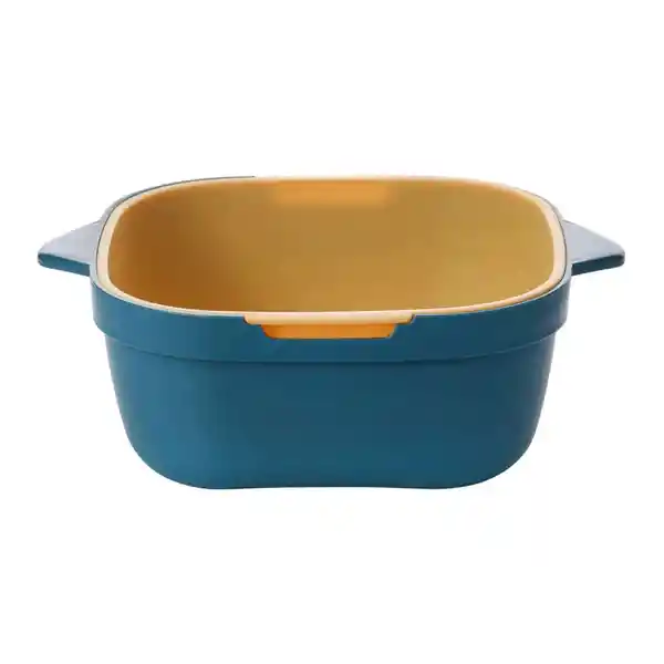 Miniso Colador de Cocina Cuadrado 2 en 1 Azul y Amarillo