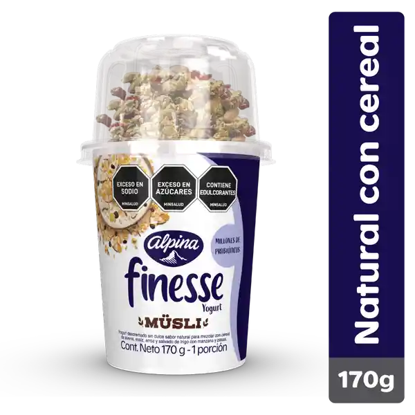 Finesse Yogurt Natural Musli con Probióticos y Copa de Cereal
