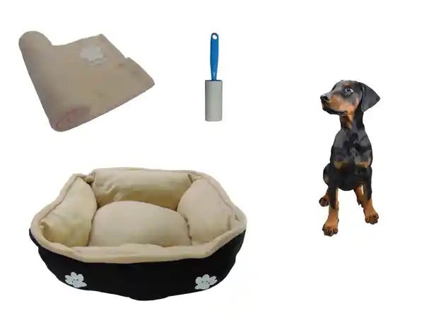 Hally Pets Set Cama + Cobija + Quitamotas Beige OT0003