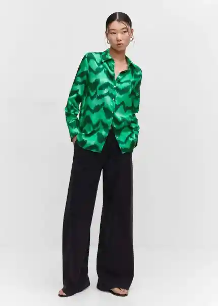 Camisa Medal Verde Talla S Mujer Mango