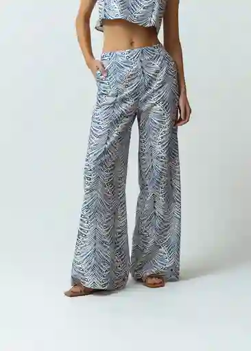 Pantalón Picci Mujer Azul Cetaceo Estampado Talla M Naf Naf