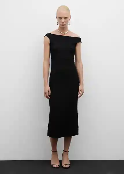 Vestido Fresa Negro Talla S Mujer Mango