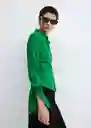 Camisa Frunci Verde Talla XS Mujer Mango