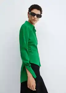 Camisa Frunci Verde Talla XS Mujer Mango
