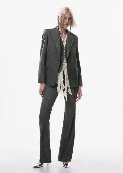 Blazer Americana Espy Gris Talla M Mujer Mango