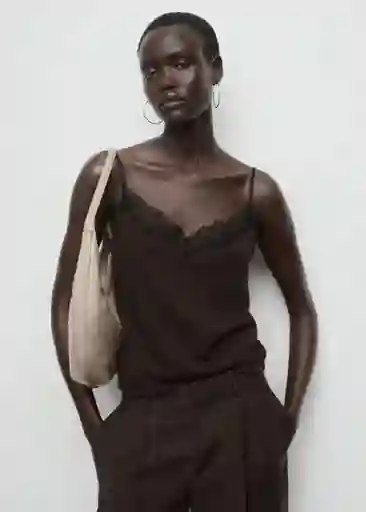 Top Verona Marrón Talla L Mujer Mango