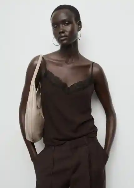 Top Verona Marrón Talla L Mujer Mango