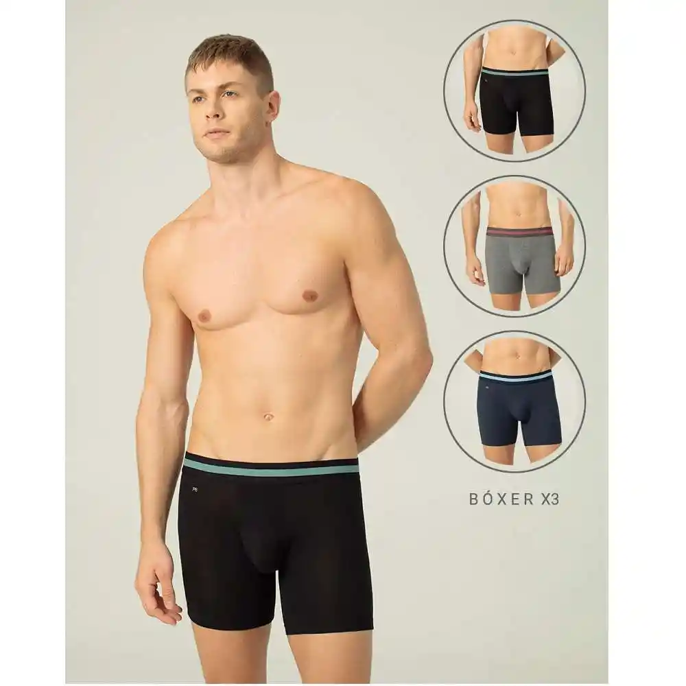 Boxer Medio y Ajustado en Algodón Pima Masculino Dubai X3 Punto Blanco