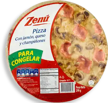 zenú pizza con jamón, queso y champiñones.