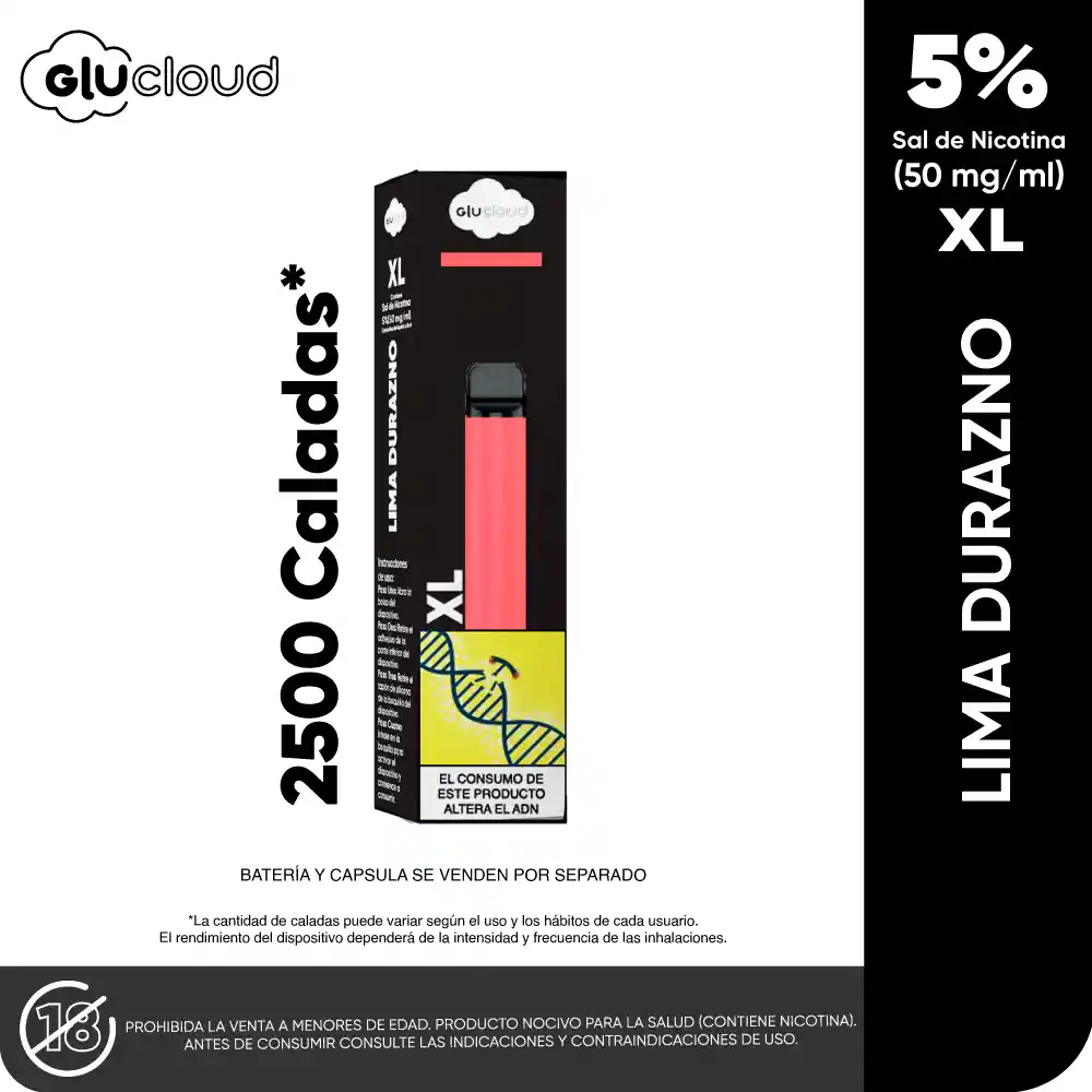 Glucloud Vapeador  Lima Durazno XL